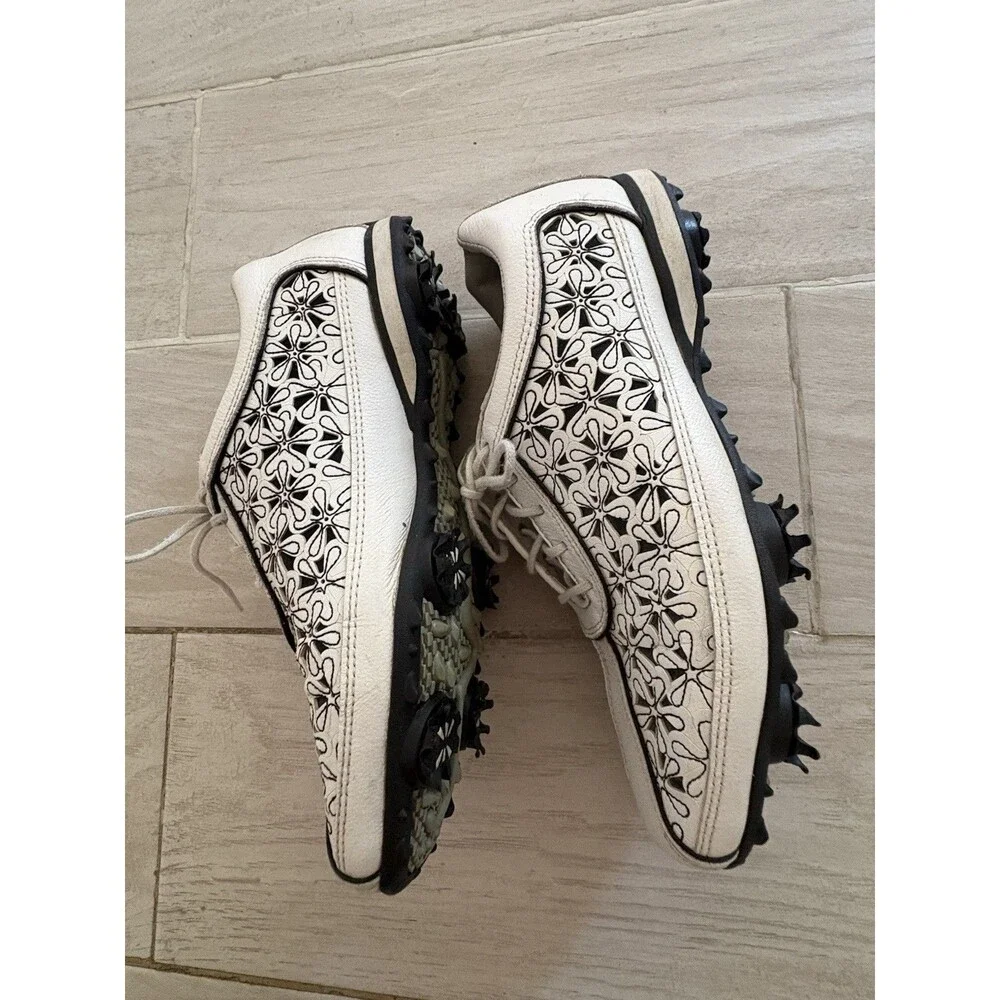 FootJoy FJ LoPro Collection Women's White Floral Cutout Golf Shoes 97060 Sz 6.5M